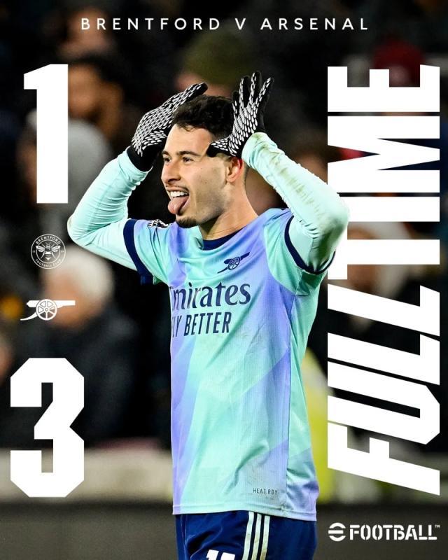 【英超】巴西双枪破门，阿森纳3比1逆转布伦特福德